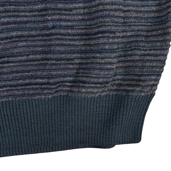 Lenor Romano Men’s Textured Multiclor Striped Fine Merino‎ Wool Crewneck Sweater - Picture 5 of 7